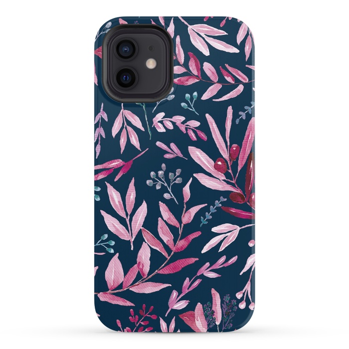 iPhone 12 StrongFit Eucalyptus blue and pink by Anis Illustration