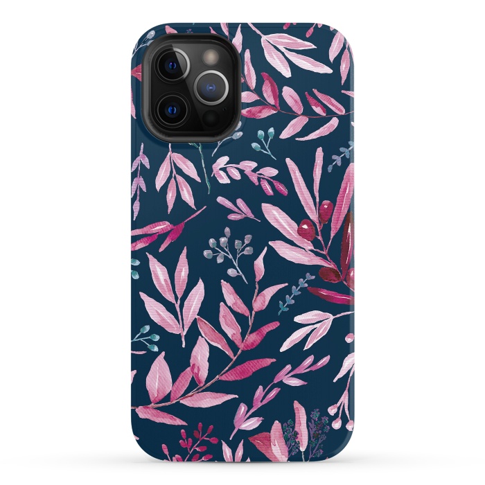 iPhone 12 Pro StrongFit Eucalyptus blue and pink by Anis Illustration