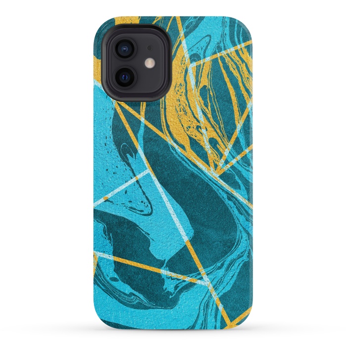 iPhone 12 mini StrongFit Geometric Marble Waves by Art Design Works