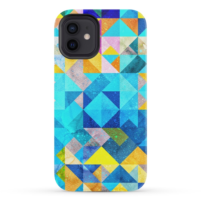 iPhone 12 mini StrongFit Colorful Watercolor Geometric by Art Design Works