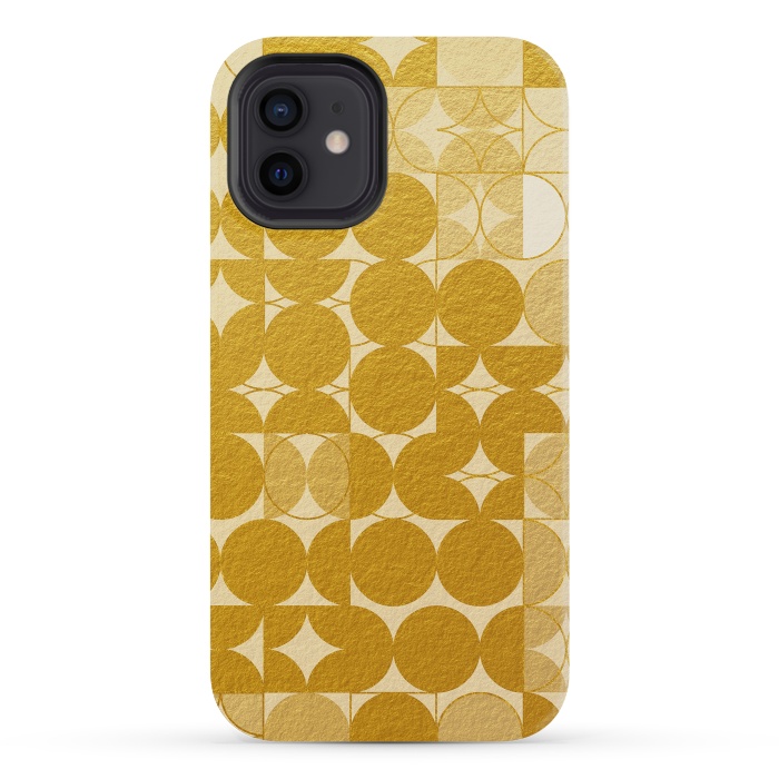 iPhone 12 mini StrongFit Mid Century Gold Geometric by Art Design Works