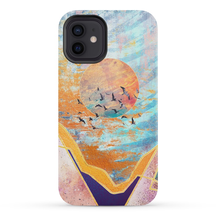 iPhone 12 mini StrongFit ABSTRACT SUNSET - ILLUSTRATION VI by Art Design Works