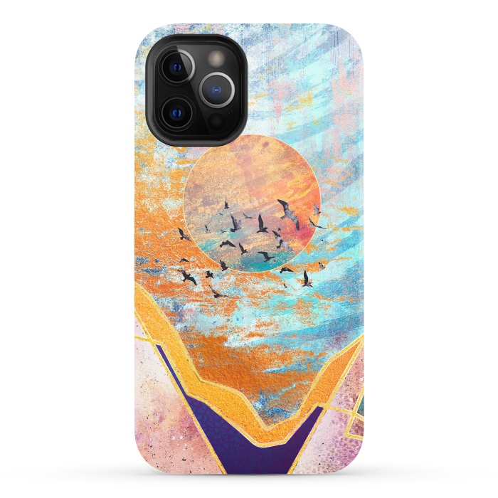 iPhone 12 Pro StrongFit ABSTRACT SUNSET - ILLUSTRATION VI by Art Design Works