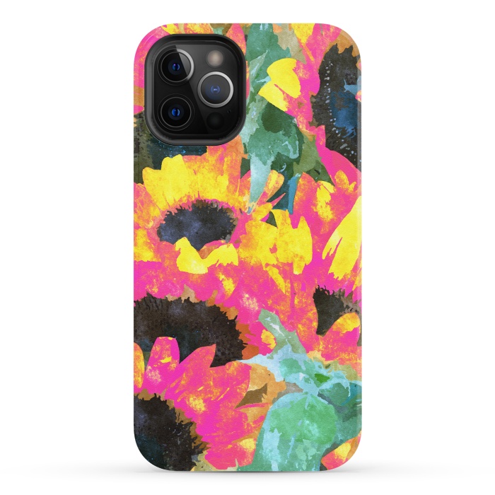iPhone 12 Pro StrongFit Pink Sunflowers by Uma Prabhakar Gokhale