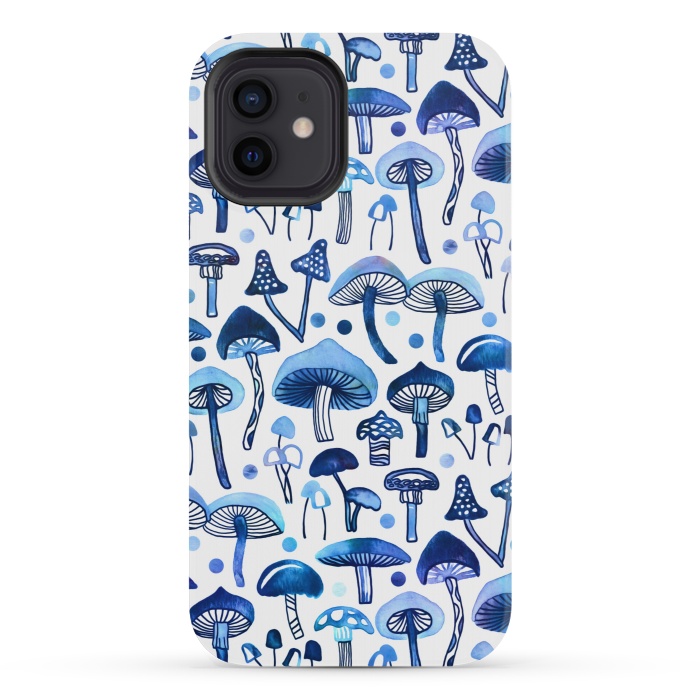 iPhone 12 mini StrongFit Blue Mushrooms by Tigatiga