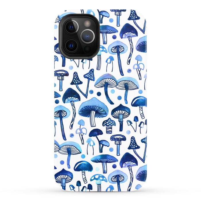 iPhone 12 Pro StrongFit Blue Mushrooms by Tigatiga