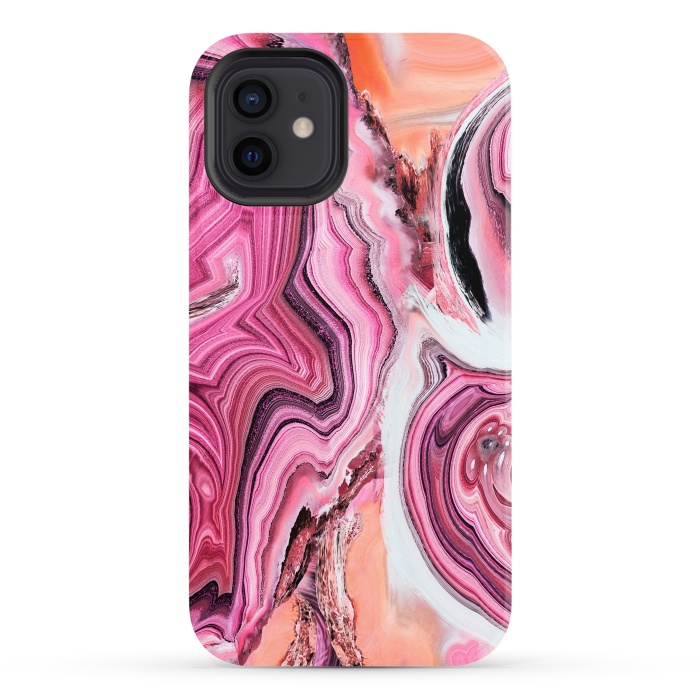 iPhone 12 StrongFit Pop pink liquid marble by Oana 