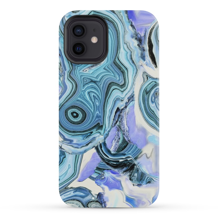iPhone 12 mini StrongFit Blue purple liquid marble by Oana 