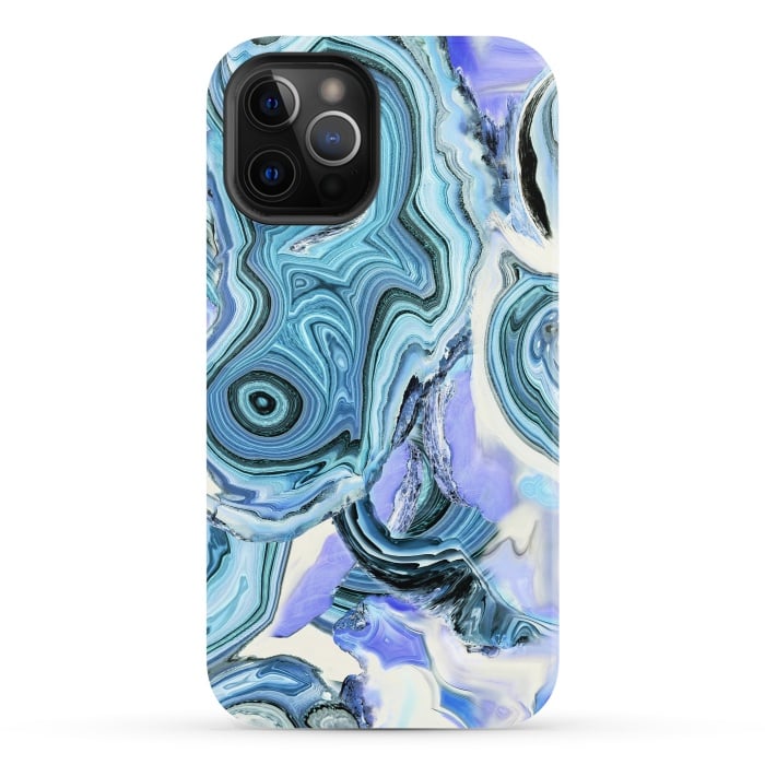 iPhone 12 Pro StrongFit Blue purple liquid marble by Oana 
