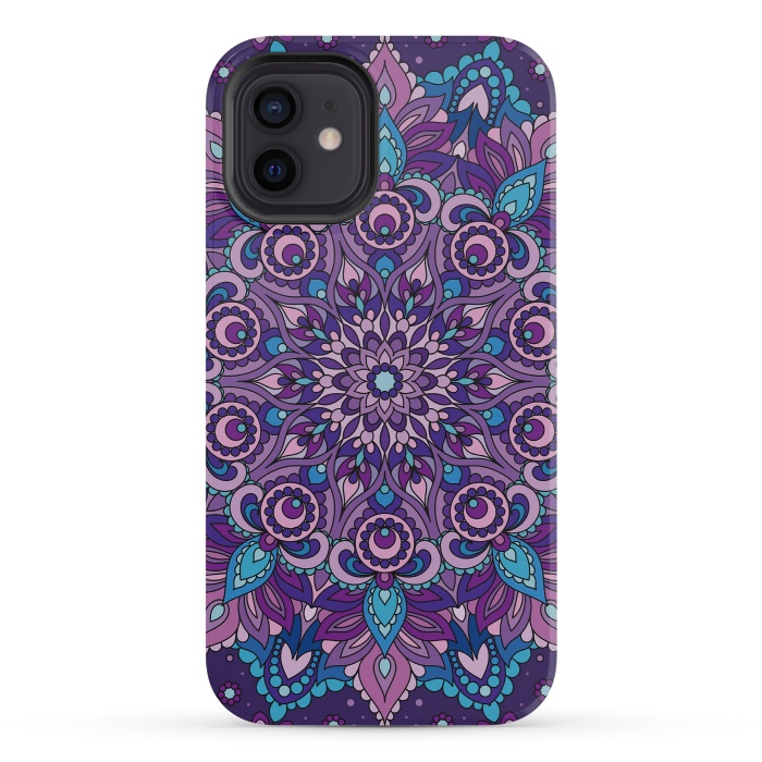 iPhone 12 mini StrongFit Purple Mandala 87 by ArtsCase