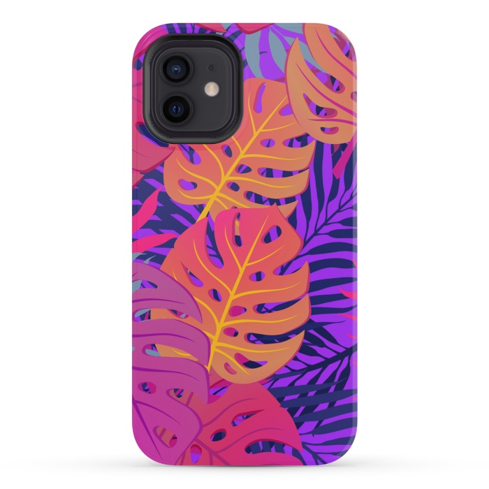iPhone 12 mini StrongFit Palm Trees In Summer And Neon by ArtsCase