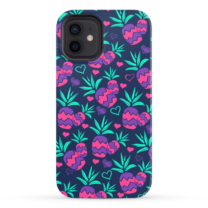 iPhone 12 StrongFit Pineapples In Neon by ArtsCase