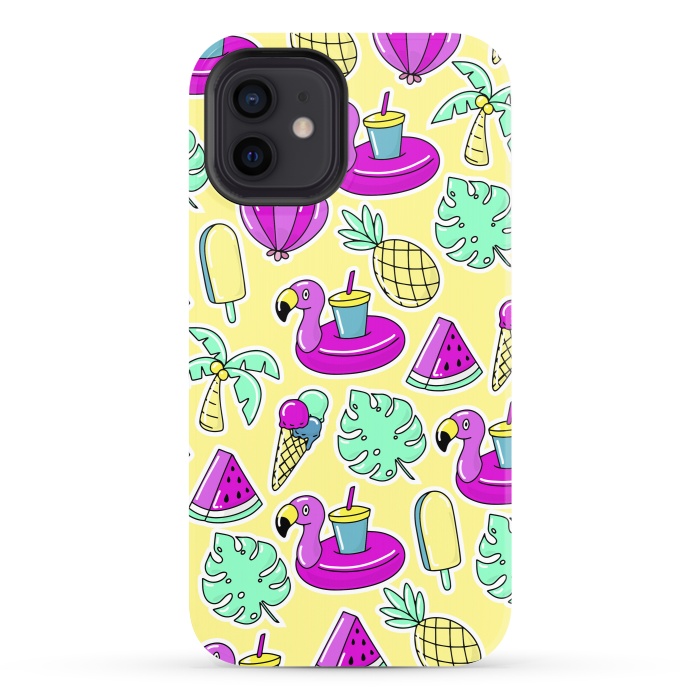 iPhone 12 StrongFit Summer And Flamingos In Color by ArtsCase