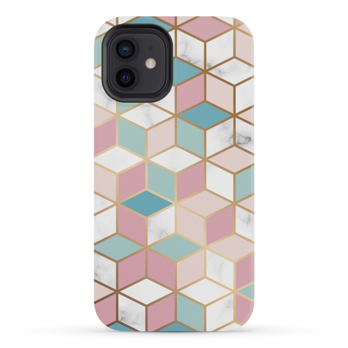 iPhone 12 mini StrongFit Crystals In Blue And Pink Marble by ArtsCase