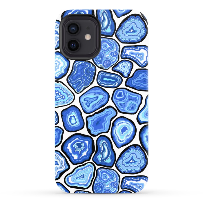 iPhone 12 StrongFit Blue agate slices by Katerina Kirilova