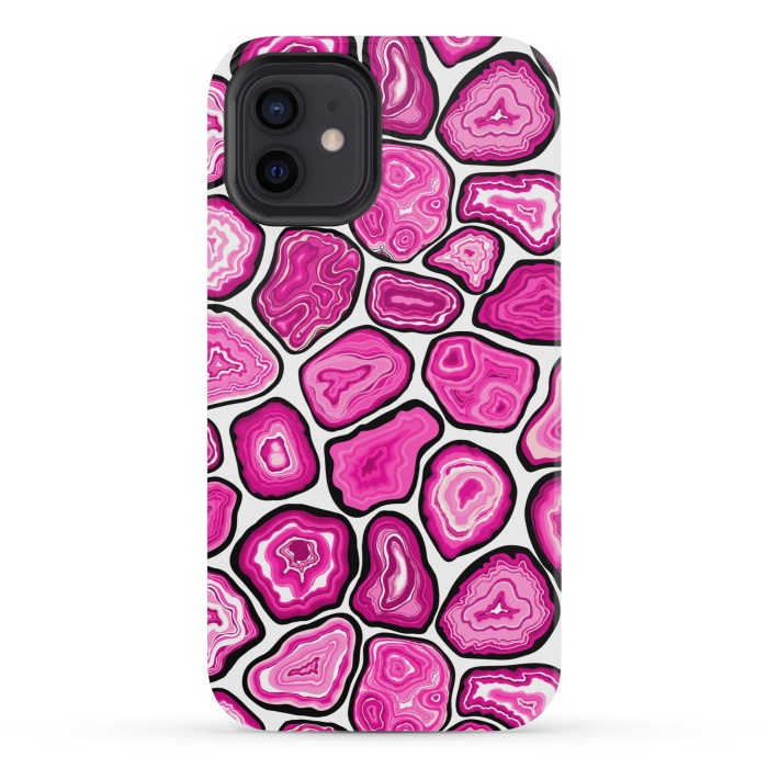 iPhone 12 mini StrongFit Pink agate slices by Katerina Kirilova