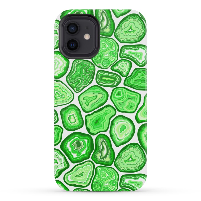 iPhone 12 mini StrongFit Green agate pattern by Katerina Kirilova