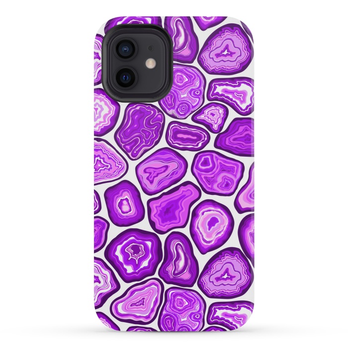 iPhone 12 mini StrongFit Purple agate slices by Katerina Kirilova