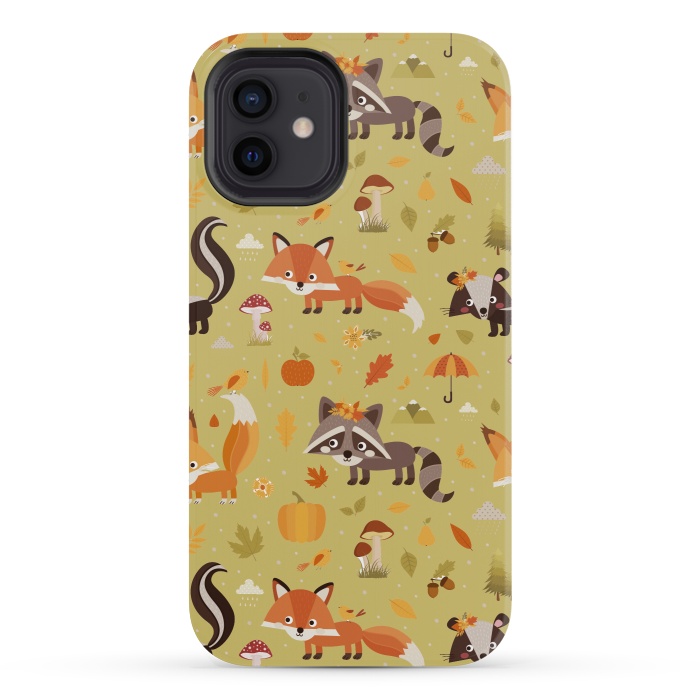 iPhone 12 mini StrongFit Red Fox And Raccoon In Autumn by ArtsCase