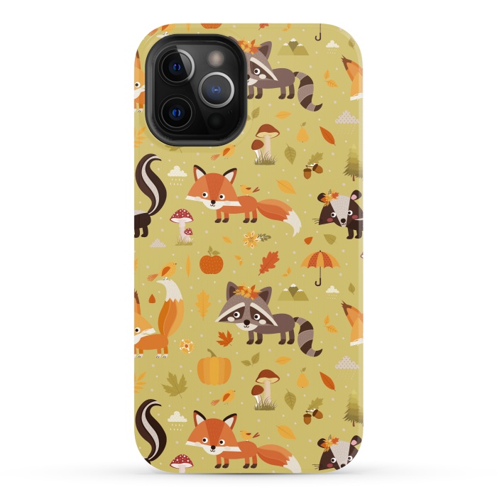 iPhone 12 Pro StrongFit Red Fox And Raccoon In Autumn by ArtsCase