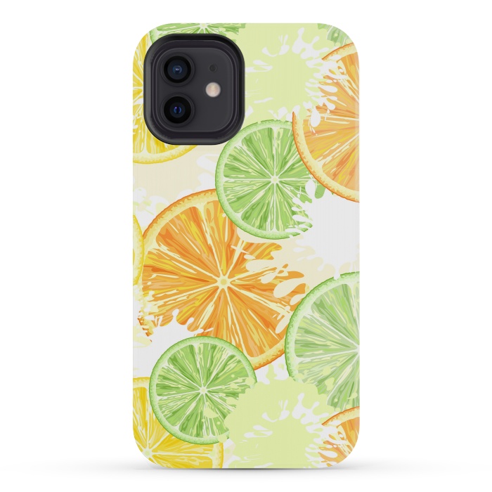 iPhone 12 mini StrongFit Citrus Watercolors Fresh Summer Pattern by BluedarkArt