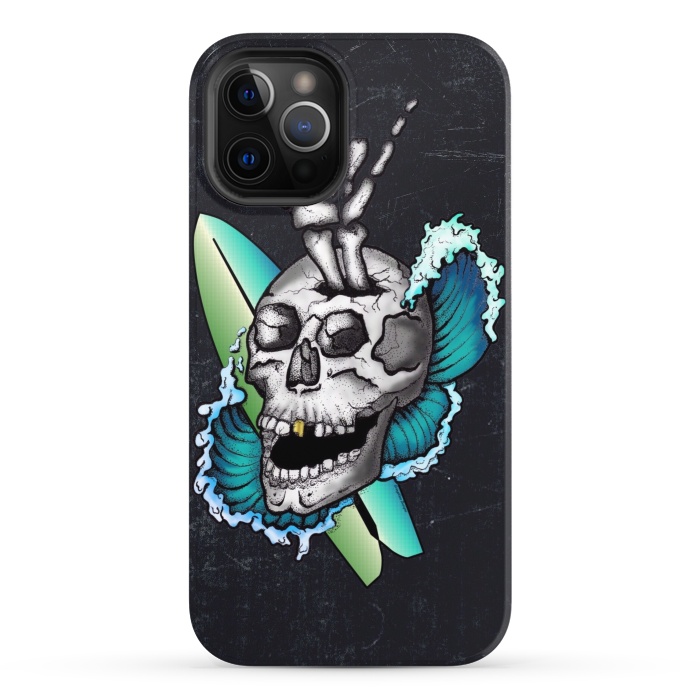 iPhone 12 Pro StrongFit Surfs Up Skull by Gringoface Designs
