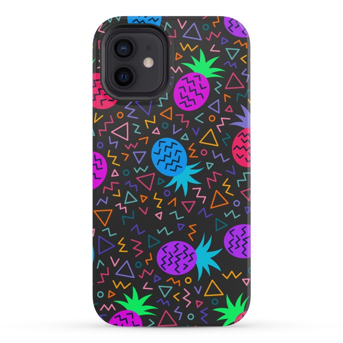 iPhone 12 mini StrongFit pineapples in neon for summer by ArtsCase