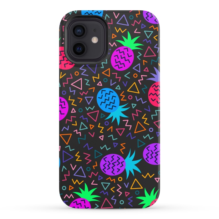 iPhone 12 StrongFit pineapples in neon for summer by ArtsCase