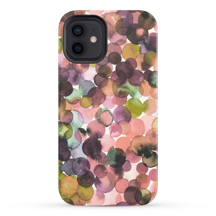 iPhone 12 StrongFit Overlapped Watercolor Pale Dots by Ninola Design