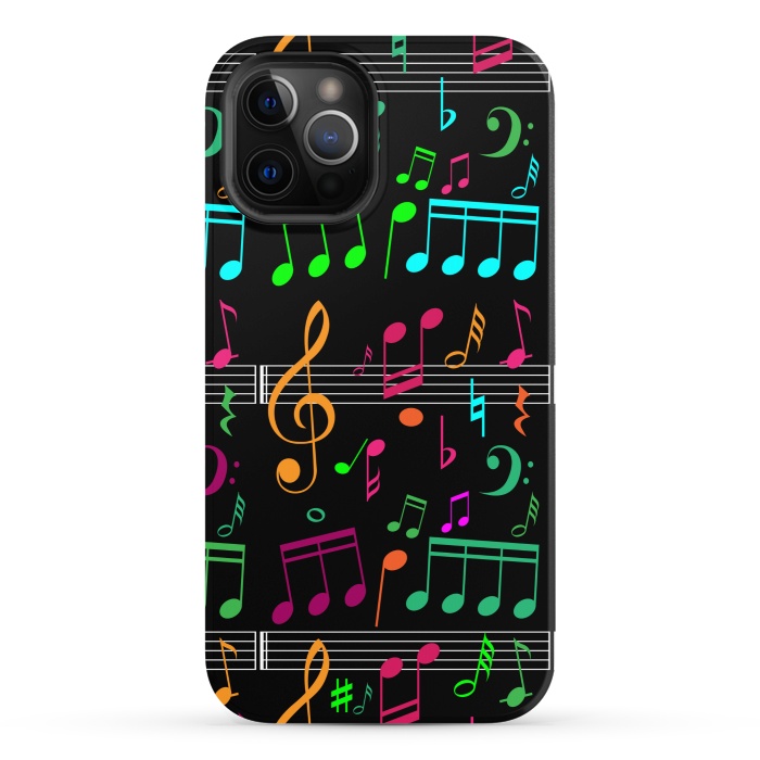 iPhone 12 Pro StrongFit BLACK MUSICAL PATTERN  2 by MALLIKA
