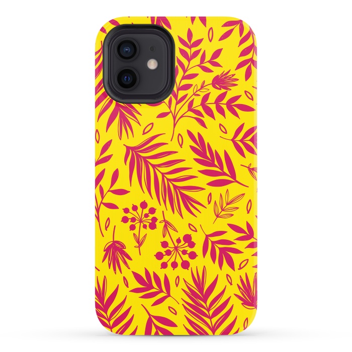 iPhone 12 StrongFit PINK YELLOW FLORAL PATTERN by MALLIKA
