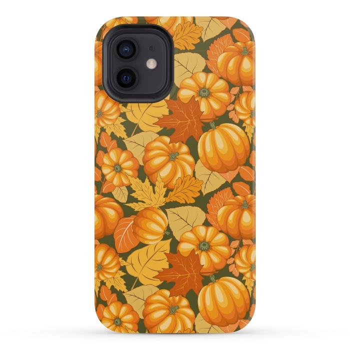 iPhone 12 mini StrongFit Pumpkins and Autumn Leaves Party by BluedarkArt