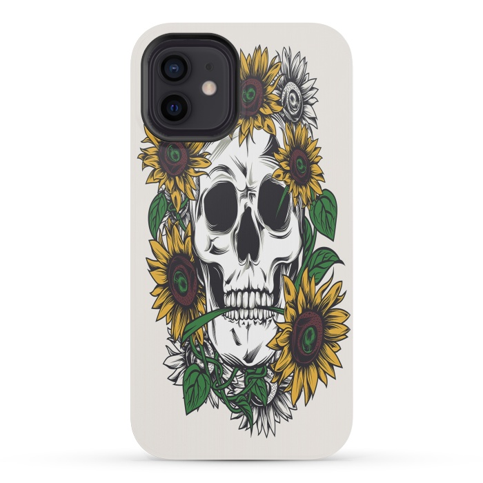 iPhone 12 mini StrongFit Skull Sunflower by Joanna Vog