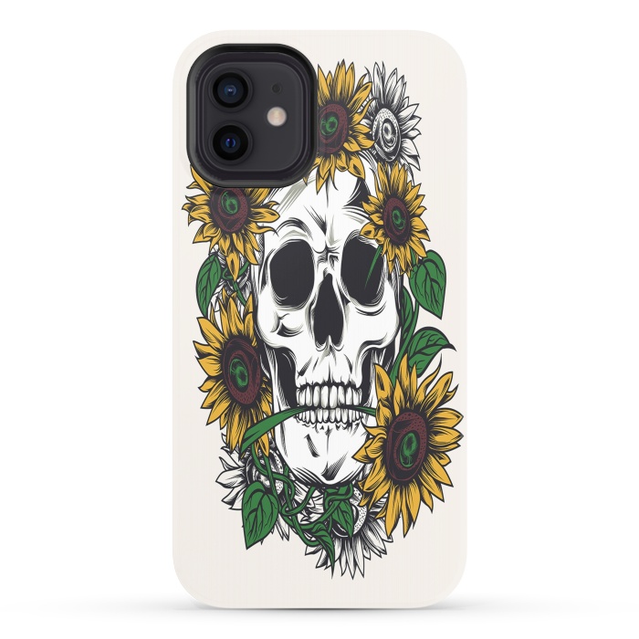 iPhone 12 StrongFit Skull Sunflower by Joanna Vog
