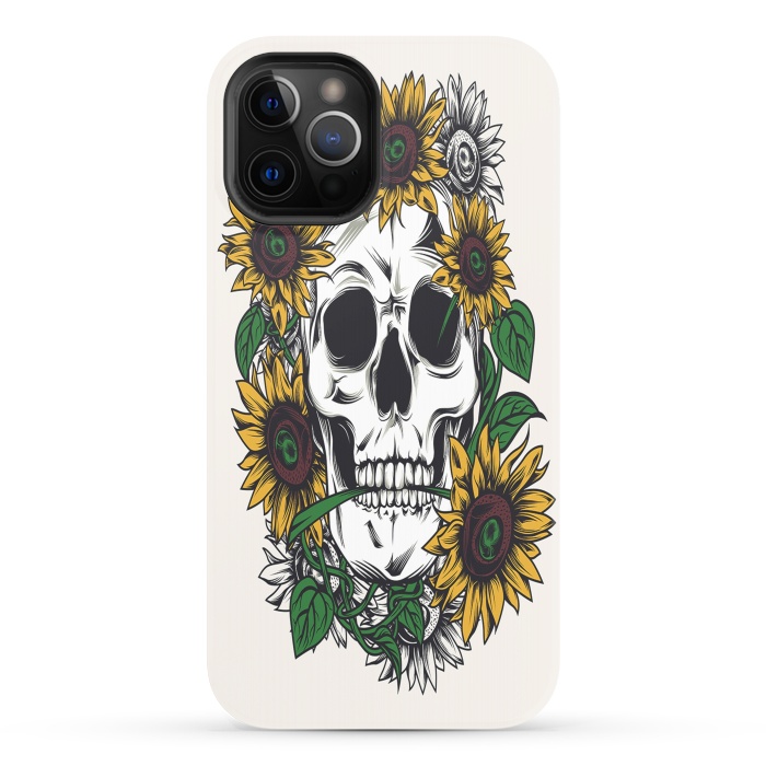 iPhone 12 Pro StrongFit Skull Sunflower by Joanna Vog