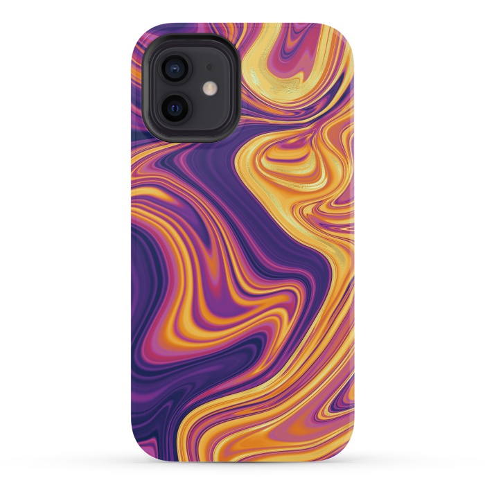 iPhone 12 StrongFit Fluid marbling with Swirls by ArtsCase