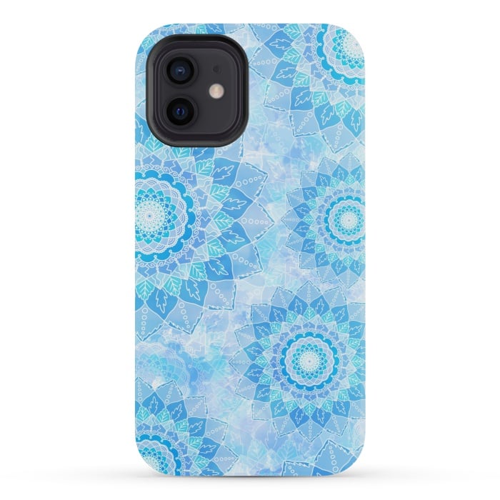 iPhone 12 mini StrongFit Blue flower mandalas by Jms