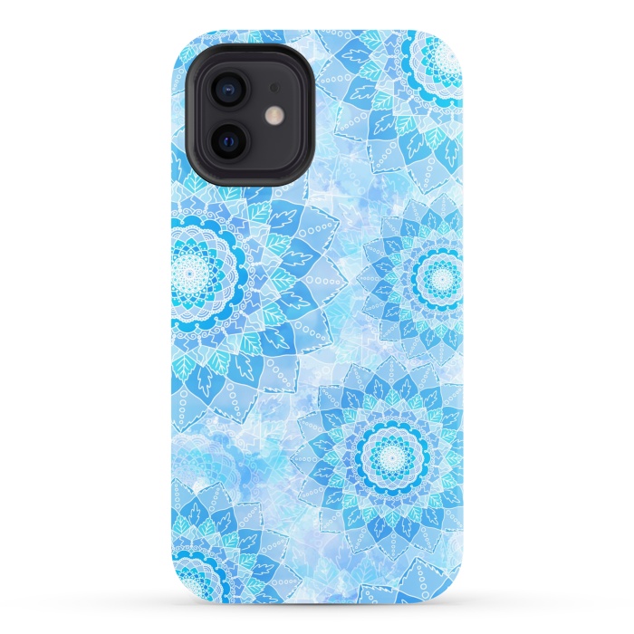 iPhone 12 StrongFit Blue flower mandalas by Jms