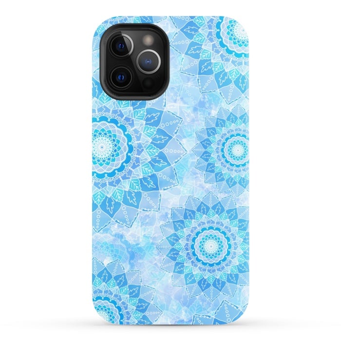 iPhone 12 Pro StrongFit Blue flower mandalas by Jms