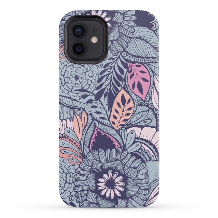 iPhone 12 mini StrongFit Blue Floral by Rose Halsey