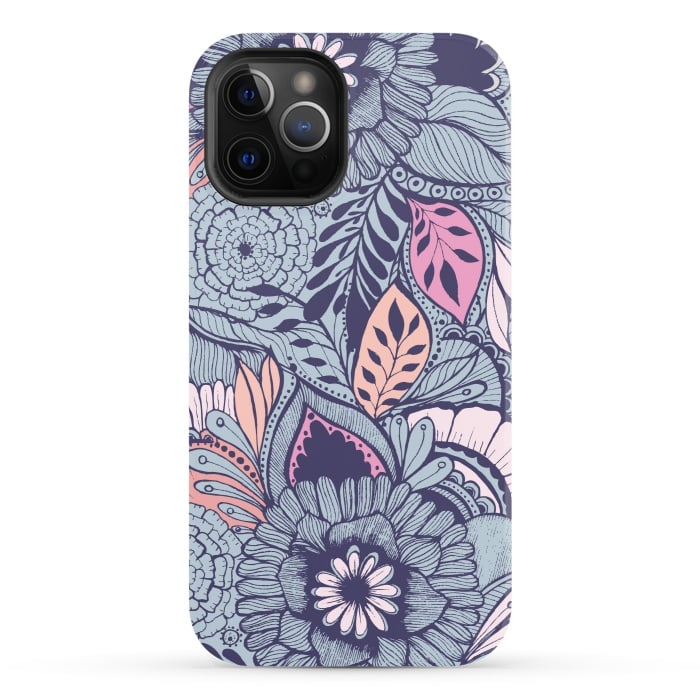 iPhone 12 Pro StrongFit Blue Floral by Rose Halsey