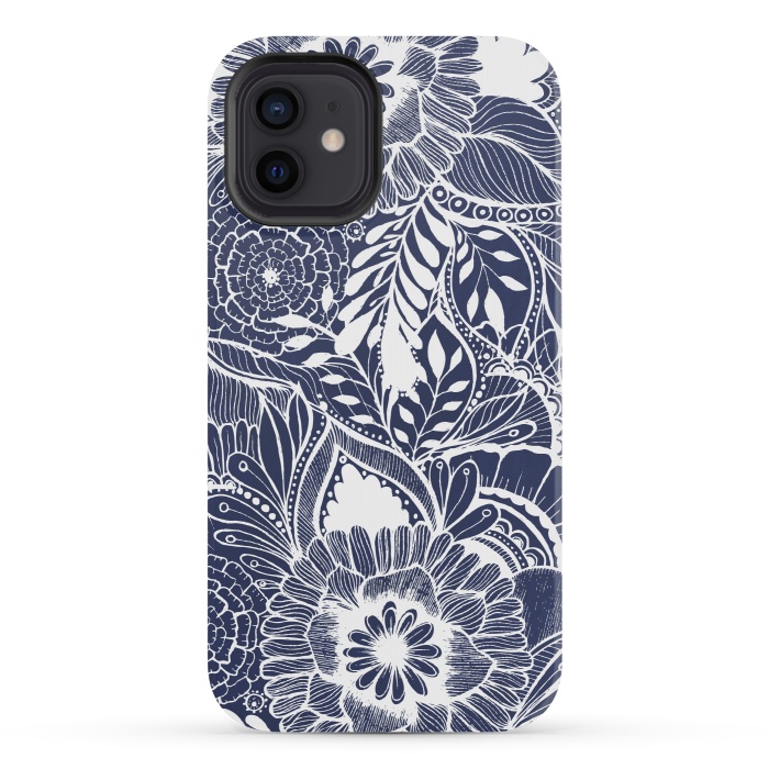 iPhone 12 mini StrongFit BlueFlorals by Rose Halsey