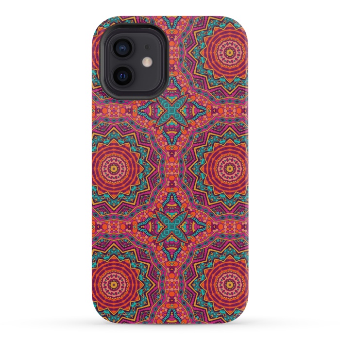 iPhone 12 mini StrongFit Mosaic mandalas with earth colors by ArtsCase