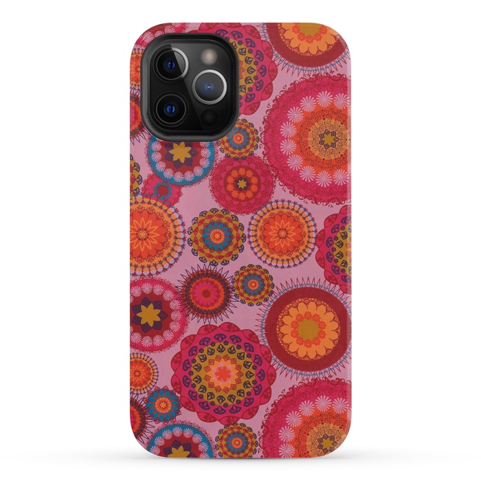 iPhone 12 Pro StrongFit scattered mosaics in magenta by ArtsCase