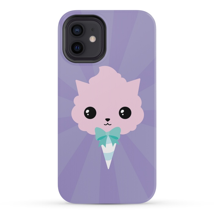 iPhone 12 mini StrongFit Cotton candy cat by Laura Nagel