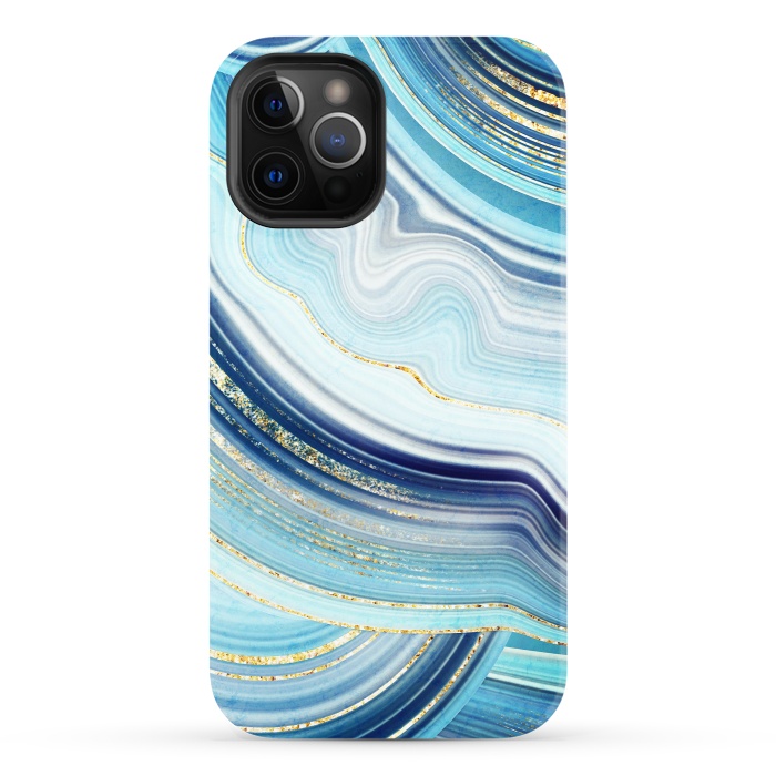 iPhone 12 Pro StrongFit Marble Design with gold veins, painted artificial marbled by ArtsCase