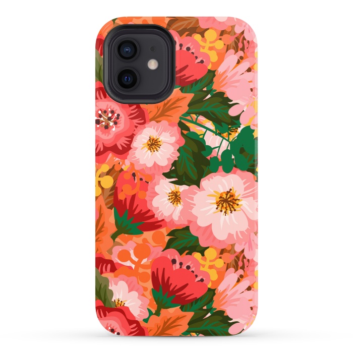 iPhone 12 StrongFit Bouquet of flowers in pom poms and dahlias by ArtsCase