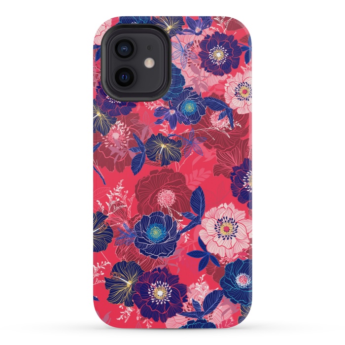 iPhone 12 mini StrongFit Country Flowers in Red Sky by ArtsCase