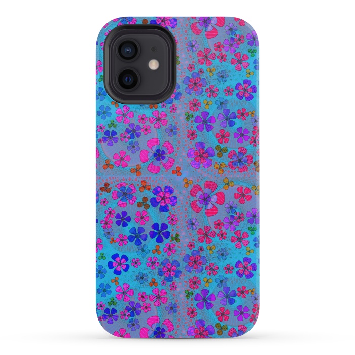 iPhone 12 mini StrongFit psychedelic flowers in summer by ArtsCase