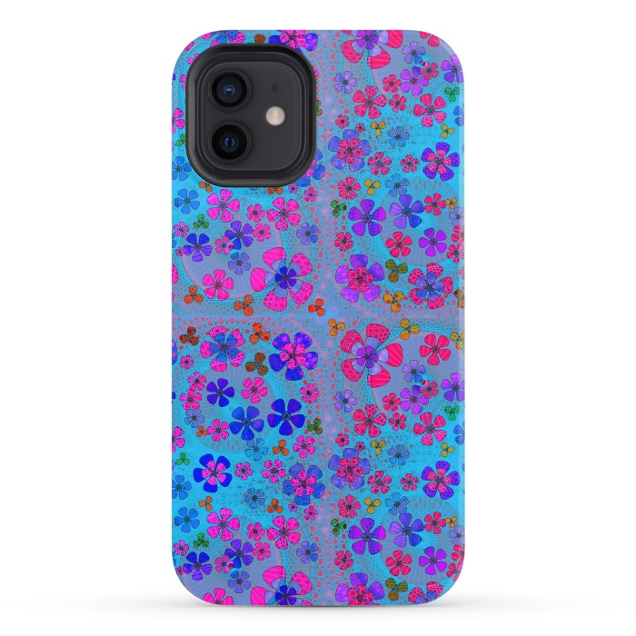 iPhone 12 StrongFit psychedelic flowers in summer by ArtsCase